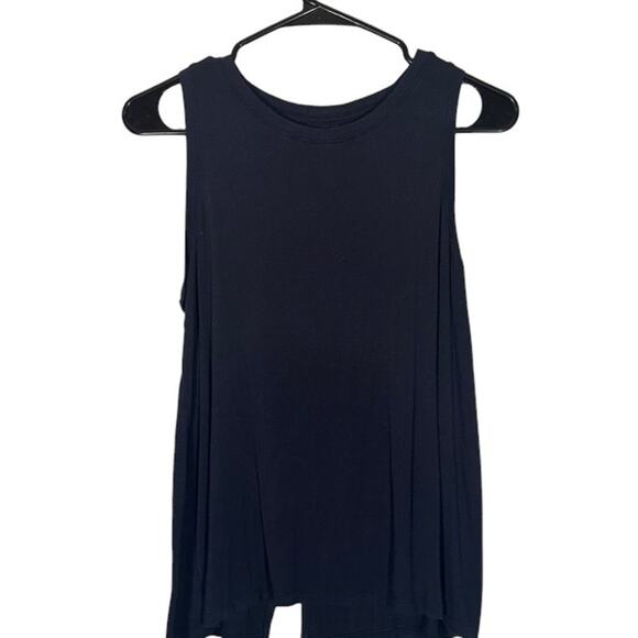 Halogen Navy Blue Sleeveless Scoop Neck Keyhole Back Blouse Women Sz M - Picture 1 of 9